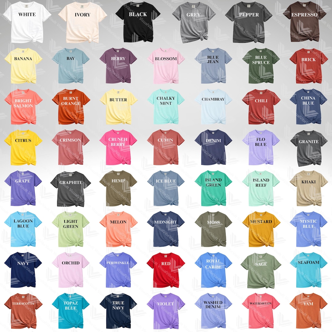Comfort Colors Customizable Color Chart, Editable Color Chart Comfort ...