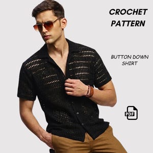 Men’s Crochet Top Pattern PDF, Crochet Button Down Shirt Pattern, DIY Striped Crochet Shirt, Beginner Friendly Men’s Crochet Pattern