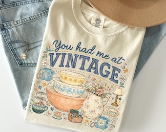 You Had Me At Vintage Shirt, Comfort Colors Retro Kitchen Graphic Tee, Vintage Floral Aesthetic Shirt, Cottagecore Top, Thrift Lover Gift