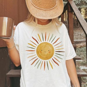 Retro Happy Sun Shirt, Comfort Colors Sun Graphic Tee, Cute Smiling Sun T Shirt, Vintage Boho Sunshine Top, You Are My Sunshine Tee image 6