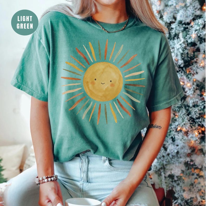 Retro Happy Sun Shirt, Comfort Colors Sun Graphic Tee, Cute Smiling Sun T Shirt, Vintage Boho Sunshine Top, You Are My Sunshine Tee image 11