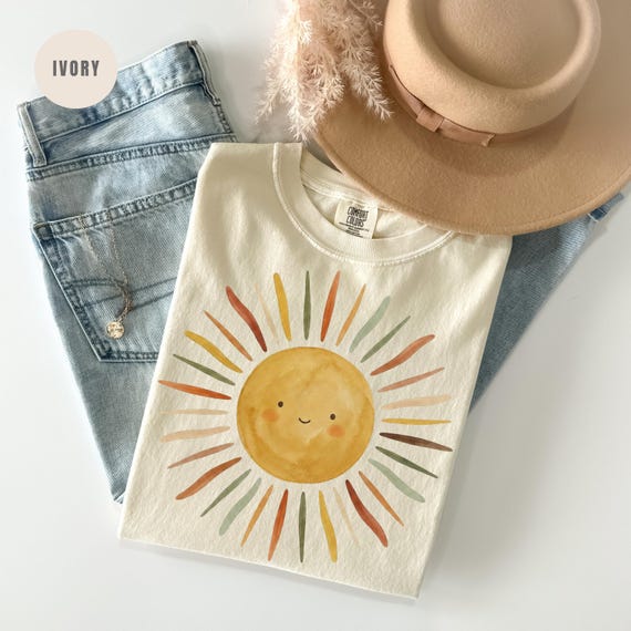 Retro Happy Sun Shirt, Comfort Colors Sun Graphic Tee, Cute Smiling Sun T Shirt, Vintage Boho Sunshine Top, You Are My Sunshine Tee