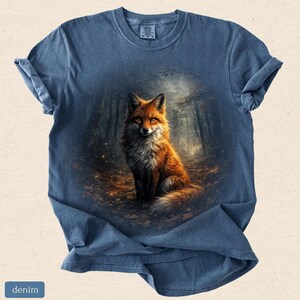 Vintage Red Fox Shirt, Retro Woodland Wildlife Tee, Moonlit Forest Nature Graphic, Rustic Outdoor Gift, Comfort Colors 1717 image 8
