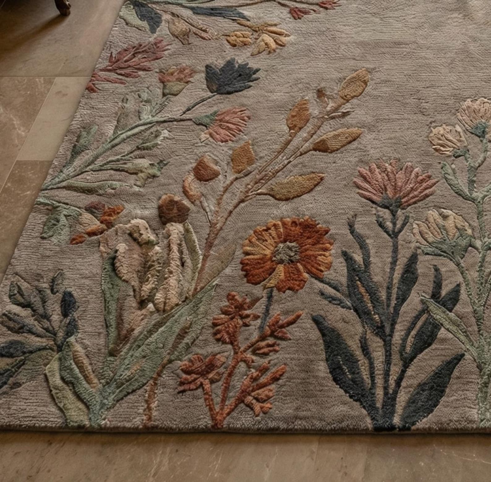 Elegant Botanical Hand Tufted Rug | Garden Inspired Wool Area Rug ...