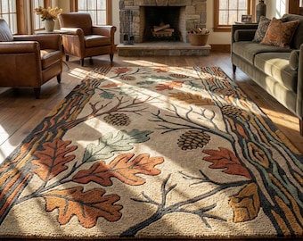 Hand Tufted Autumn Forest Wool Rug | Hand Tufted Autumn Forest Wool Rug for Living Room Bedroom & Dinning