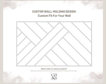 Geometric MDF Molding Design - Custom Wall Trim Layout - DIY Panel Molding Digital Plan
