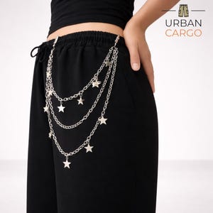 Vintage Y2K Black Leather Layered Chain Belt Festival Statement Edgy Accessory Amazon.com: BODIY Black Leather Waist Chain Belt Gold Body  main image 4