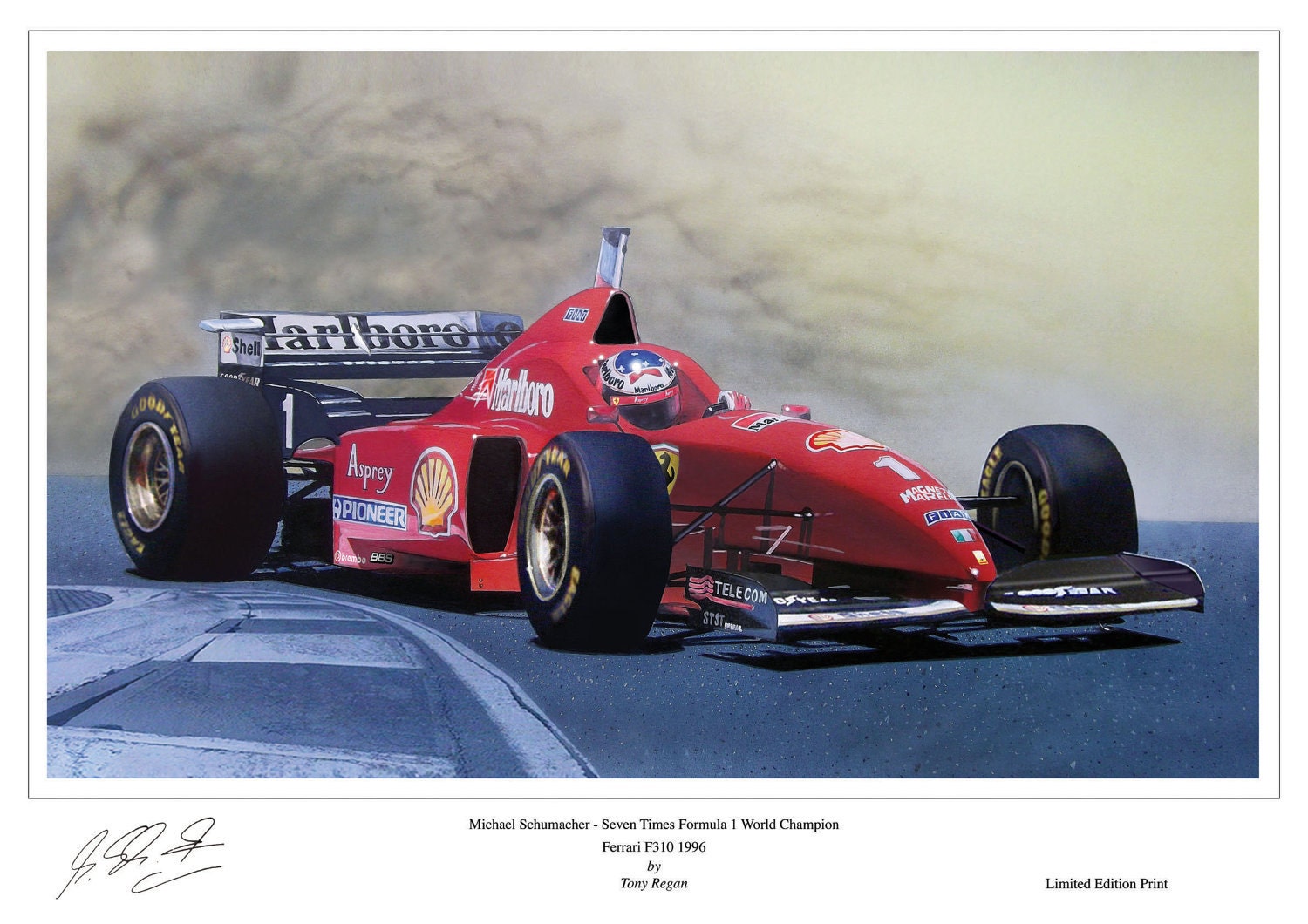 Michael Schumacher Ferrari F310 Limited Edition Signed Art Etsy