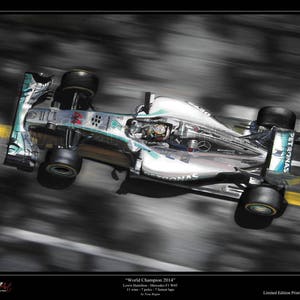 Lewis Hamilton "World Champion 2014" F1 Mercedes W05 Limited Edition Art Print from an original painting.