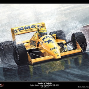 アイルトン・セナ ロータス98T - フォーミュラ1イラストアートプリント