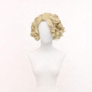 1920s Short Blonde Curly Wig for Women Flapper Gatsby Vintage Style Heat Resistant Synthetic Bob Hair Wig for Cosplay Party Costume