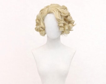 Peluca corta rubia y rizada de los años 20 para mujer, estilo Flapper Gatsby, estilo vintage, sintética, resistente al calor, para cosplay, fiesta y disfraz.
