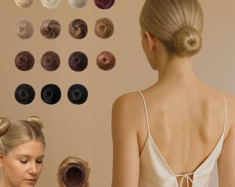 Extensión de cabello con moño de ballet, coletero de color natural, recogido fácil