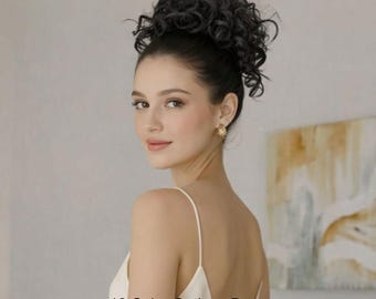 Curly Hair Bun Extension – Messy Synthetic Scrunchie, 12 Colors