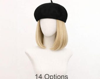 Parrucca con basco di lana: caschetto corto, cappello autunno/inverno