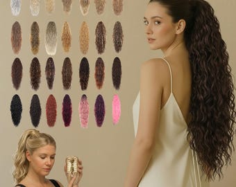 30-Inch Curly Ponytail Extension – Clip-In Synthetic Hairpiece