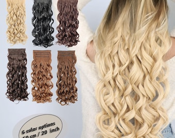 Curly Clip-In Hair Extensions: Voluminous Brown Curls, Heat-Safe Fiber, Bridal Hair Piece (4-Piece Set)