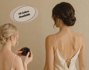 Straight Bun, Mini Synthetic Bun Hairpiece With Tiny Claw Clip in 19 colors