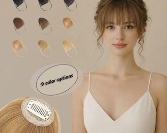 Extension per capelli con frangia naturale con clip per donna, 9 colori, extension per frangia fatte a mano con clip, frangia francese