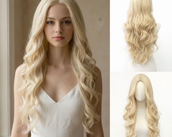 Long Blonde Ombre Wig, Wavy Synthetic Hair, Heat Resistant