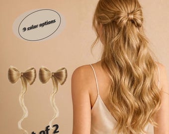 Extension per coda di cavallo con fiocco, set da 2 pezzi / Fiocchi per capelli sintetici ondulati da 12 pollici / Accessorio per capelli dall'aspetto naturale resistente al calore per donna