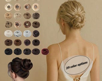 Coletero de moño liso para mujer con 29 colores: extensión de moño sintético realista para recogidos o peinados diarios.