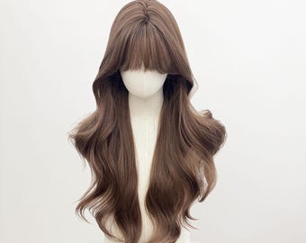 Long Wavy Honey Brown Lace Front Wig, Heat-Resistant Synthetic Hair (25.5 inch)