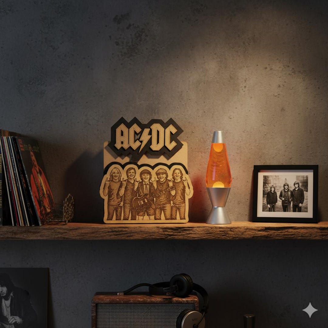 AC/DC Inspired Wood Art – Layered Rock Music Decor - Etsy