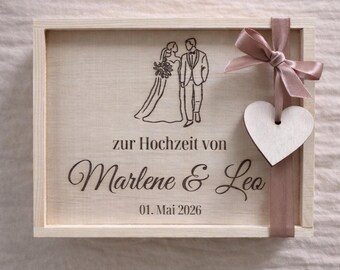 Wedding gift | A personal wedding gift | Engraved wooden box | Cash gift & keepsake