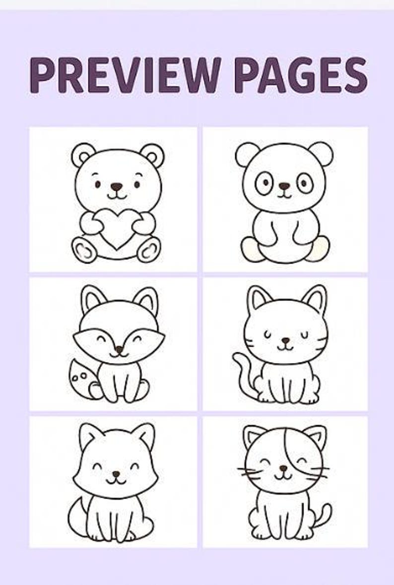 Kawaii Animals Coloring Book – 30 Cute Printable Pages | Kids & Adults ...