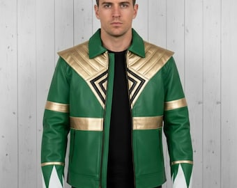 Grüner Waldläufer inspirierte Lederjacke | Held Cosplay Streetwear