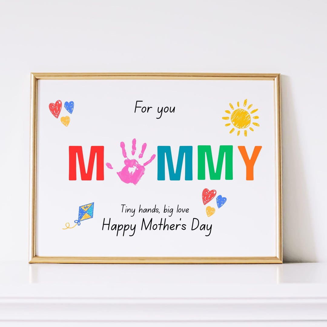 Handprint Art Printable, Kids Craft Gift for Mom, DIY Keepsake, Toddler ...