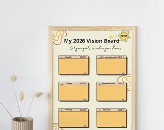 Vision Board Printable, Goal Setting Worksheet, Manifestation Guide, Yearly Goals Plan, Personal Growth