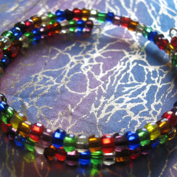 Seed Bead Rainbow Bracelet on Memory Wire