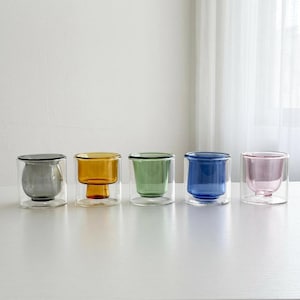Dubbelväggigt espressoglas, färgad inre borosilikatkopp, isolerat kaffeglas, estetisk baristapresent till hemmet, Cortado lattekopp