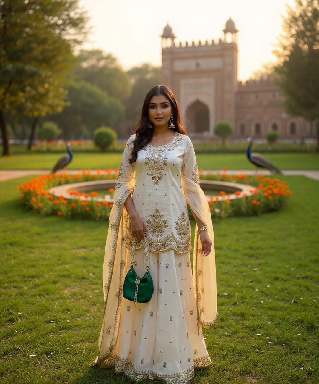 blue and gold long sleeve prom dress Emerald Green Satin Beaded Evening Dresses Long Sleeve Prom Dress FD30 –  Viniodress main image 1