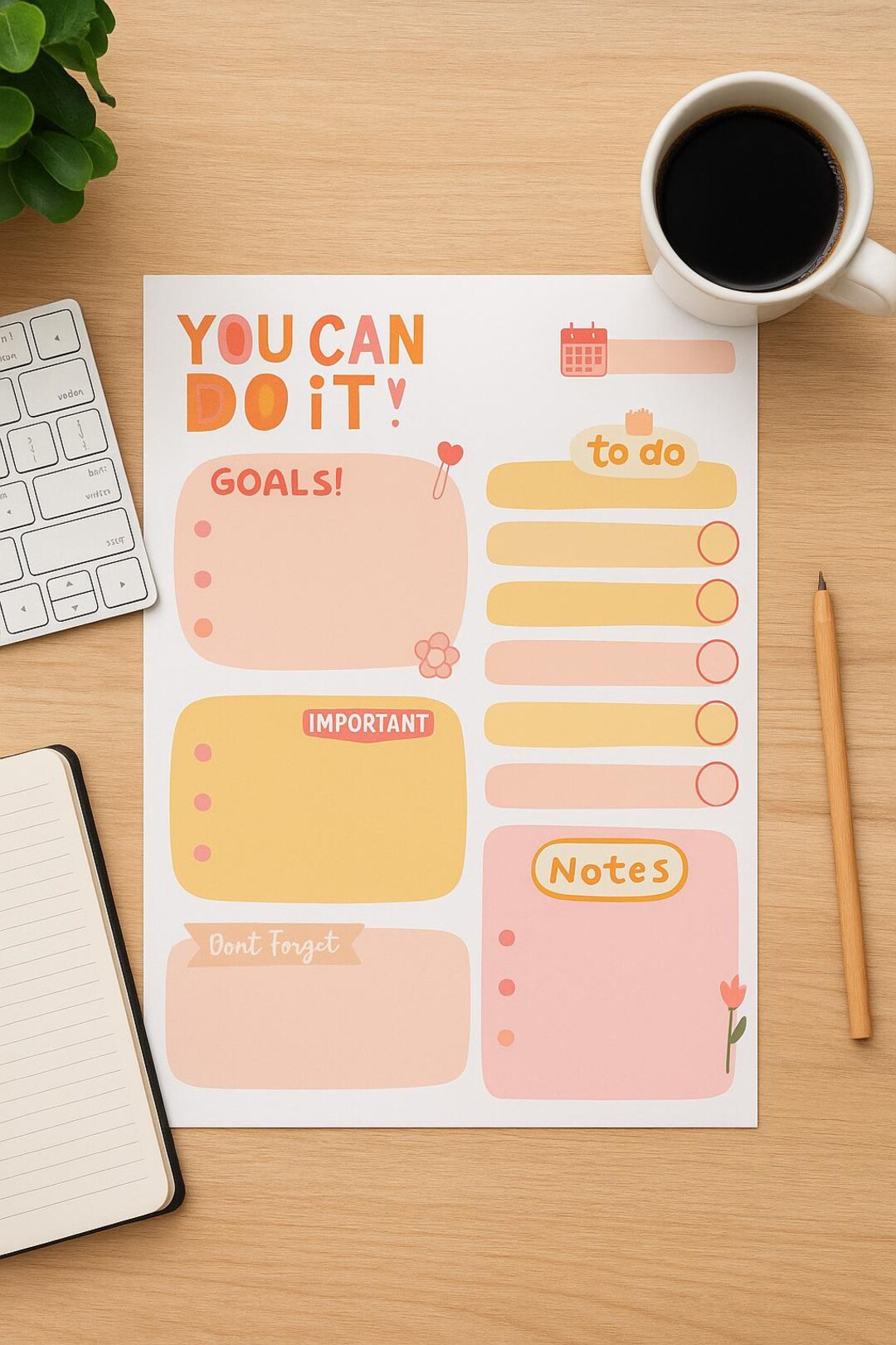 Pastel Daily Planner Printable | Kawaii To-do List (digital Instant ...