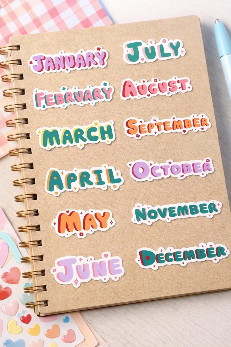 Months of the Year Planner Stickers | 2026 Calendar PNG (digital ...