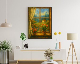 Cozy Rainy Window Cottagecore Art Print Set (Digital Download)