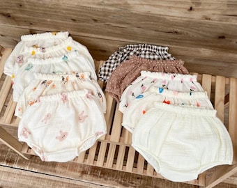 Organic Muslin Baby Bloomers: Summer Diaper Cover Shorts