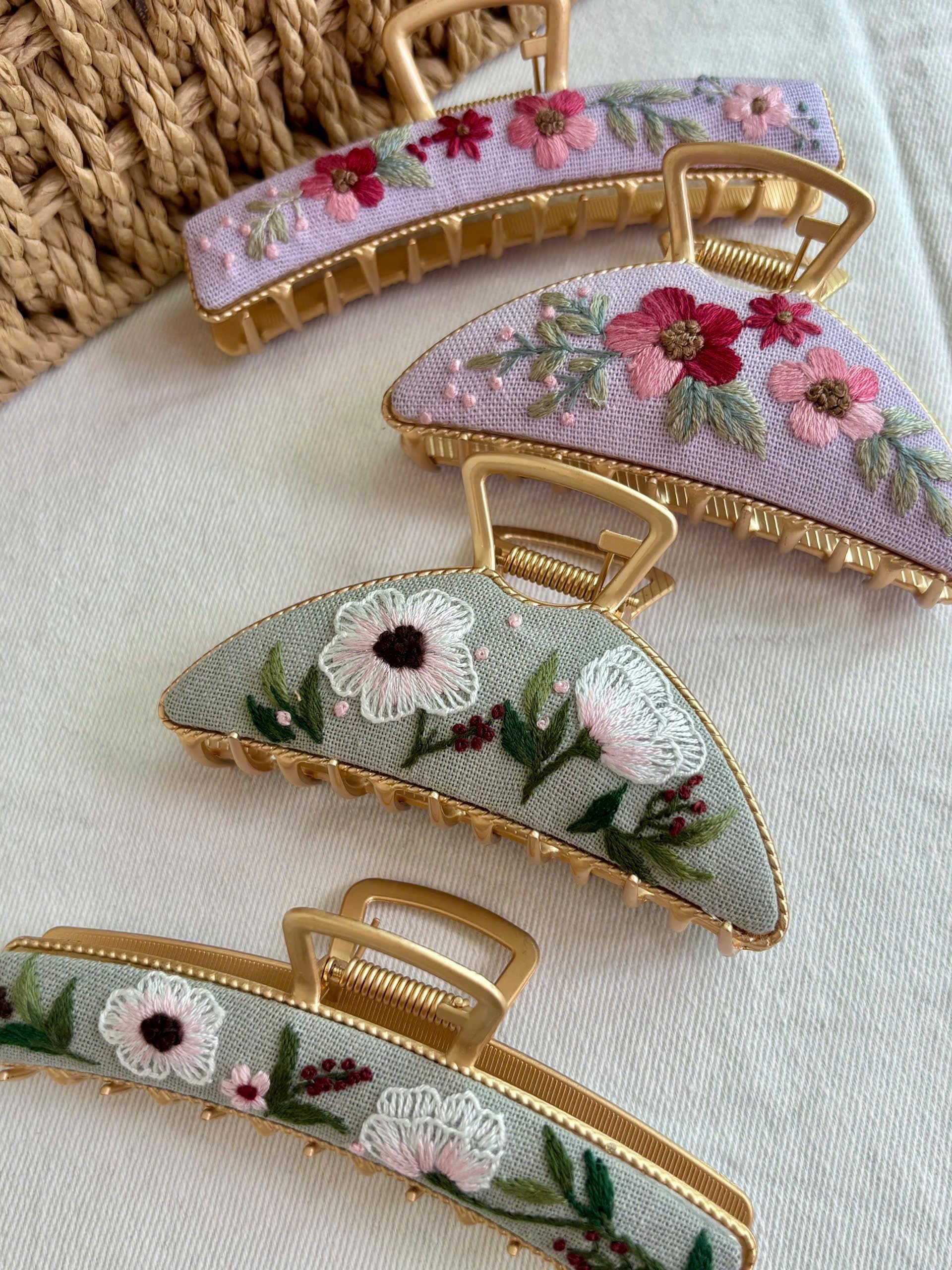 Hand Embroidery Hair Clip - Etsy