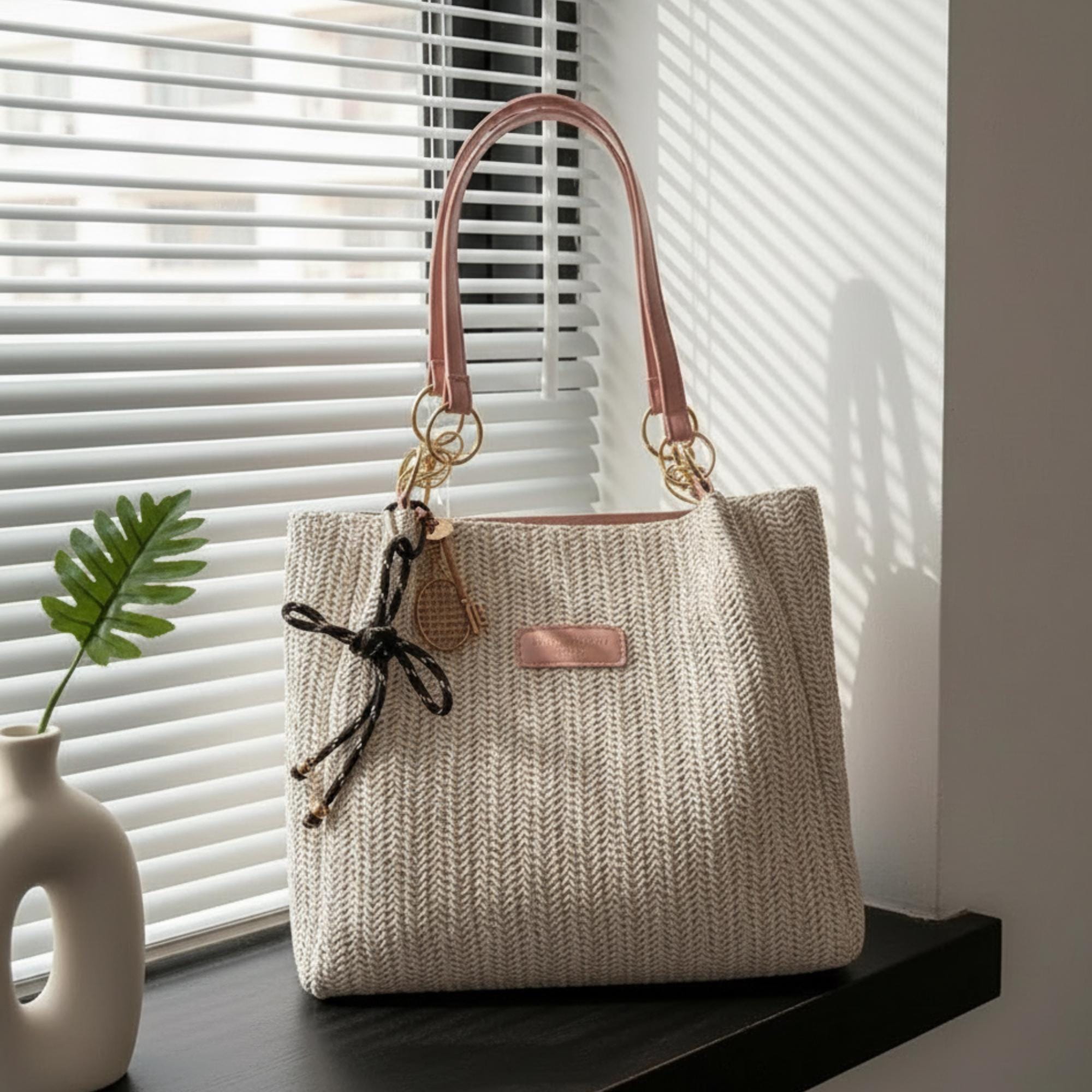 Woven Straw Tote Bag Women Summer Handbag Beach Vacation Travel Large ...