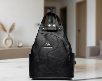 Leder Frauen Rucksack Reise Schultasche Alltag Mode Geldbörse Moderne Stilvolle Rucksack Pu Daypack Reißverschluss Sicher Multipocket Abnehmbar