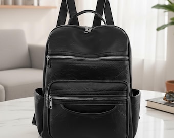 Mochila de cuero para mujer, de piel de oveja, de lujo, para viajes, para portátil, organizador de trabajo, mochila de diseño de gran capacidad para la escuela.