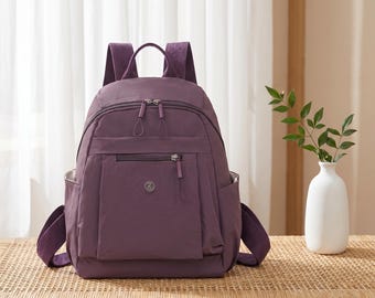 Nylon Travel Backpack Foldable Lightweight Everyday Bag Crossbody Shoulder Daypack Women Casual Purse Convertible Zippered Compartment