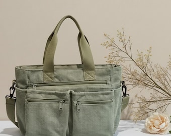 Borsa a tracolla in velluto a coste, grande capacità, stile casual, borsa da pendolare, per studenti, libri, design minimalista, da portare tutti i giorni, tessuto morbido