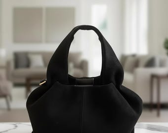 Bolso de ante tipo cubo para mujer: bandolera de PU suave con cierre magnético, bolso minimalista para uso diario.