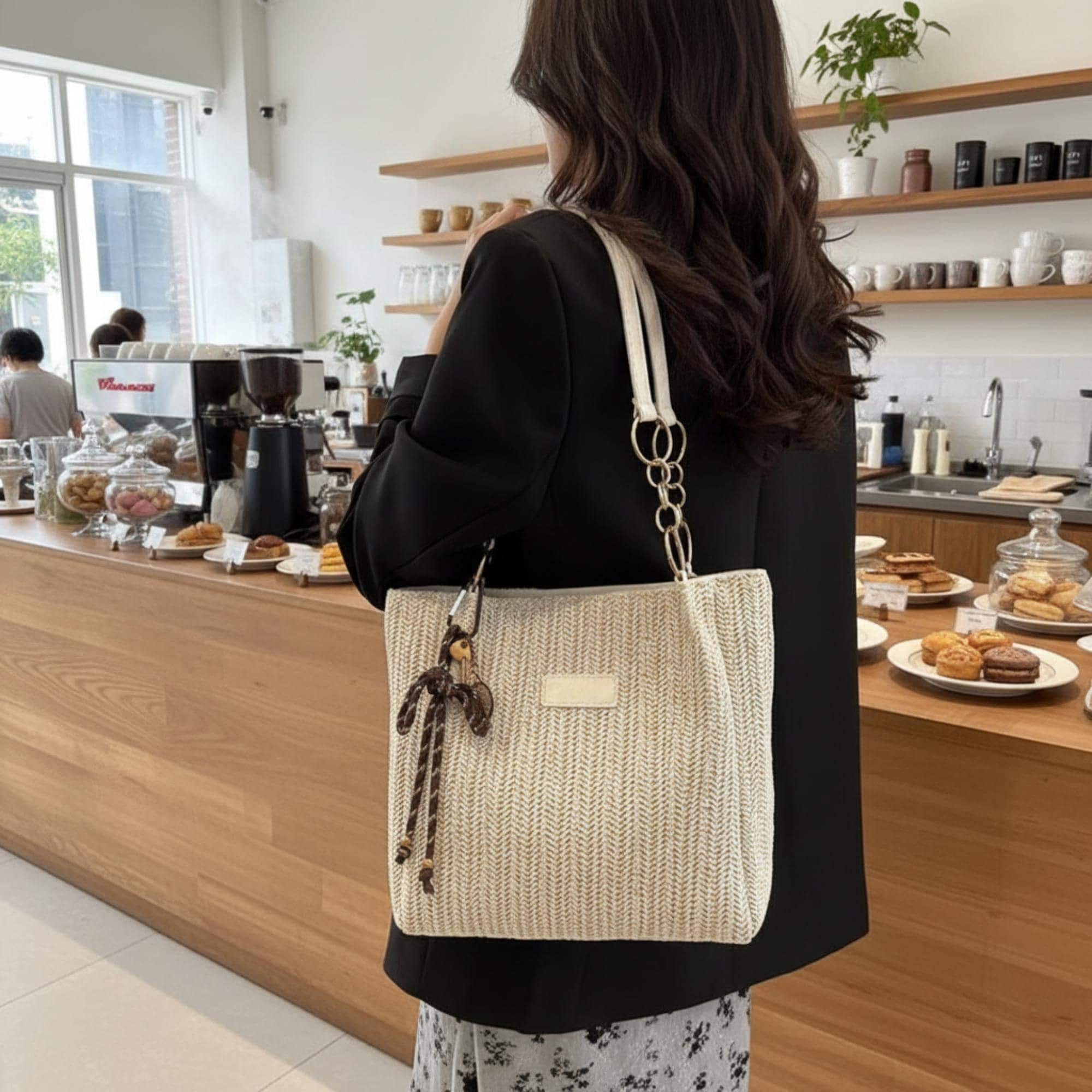 Woven Straw Tote Bag Women Summer Handbag Beach Vacation Travel Large ...