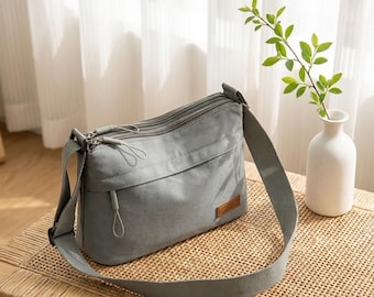 Waterproof Crossbody Bag Nylon Shoulder Purse Lightweight Travel Handbag Multi Pocket Messenger Organizer Everyday Casual Work Commuter