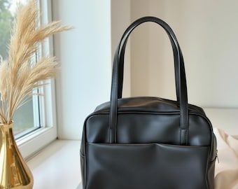 Bolso de hombro coreano para mujer, bolso grande, bolso de mano vintage, bolso de trabajo y de viaje, bolso bandolera diario, bolso de mano minimalista de piel sintética para llevar debajo del brazo o en la oficina.